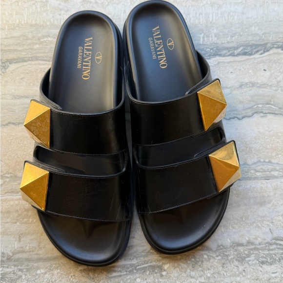 Valentino Black Slides with Gold Accents 40 - Picture 4 of 8
